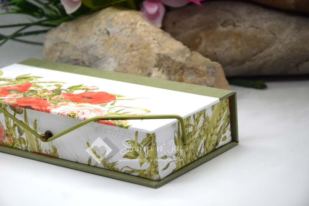 Stifte-Schachtel mit Klappdeckel ca. 21x10x4cm | Getreidekranz | schilfgrün | Art. Nr. 97040606
